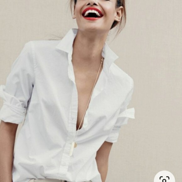 New J Crew X Thomas Mason Women's Button Down Boy Shirt Top White Size 00 NWOT - Picture 3 of 10